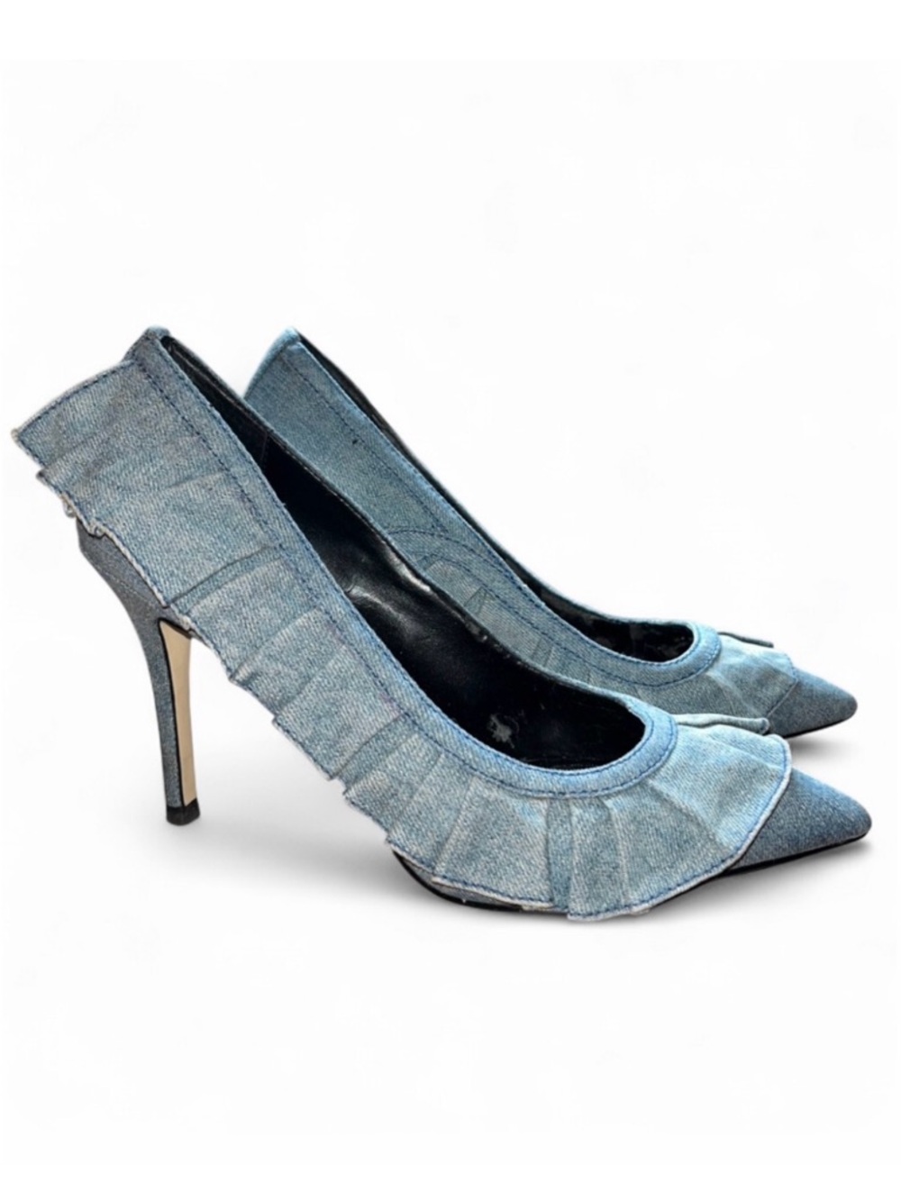 Diesel Ruffle Denim Pumps, Sz 38/7.5
